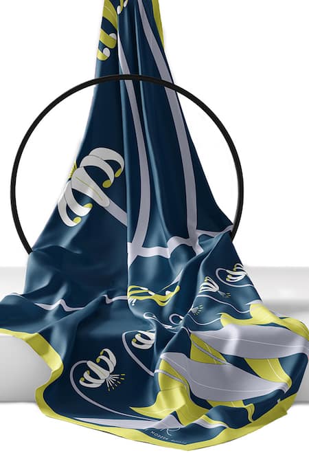 Thee Modern Roots Blue Satin, Georgette Floral Stripe Print Saree With Unstitched Blouse Piece at Aza Fashions Thee Modern Roots_Blue Satin, Georgette Floral Stripe Print Saree With Unstitched Blouse Piece _at_Aza_Fashions