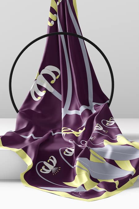 Shop Thee Modern Roots Purple Satin, Georgette Flower Stripe Print Saree With Unstitched Blouse Piece Online at Aza Fashions Shop_Thee Modern Roots_Purple Satin, Georgette Flower Stripe Print Saree With Unstitched Blouse Piece _Online_at_Aza_Fashions