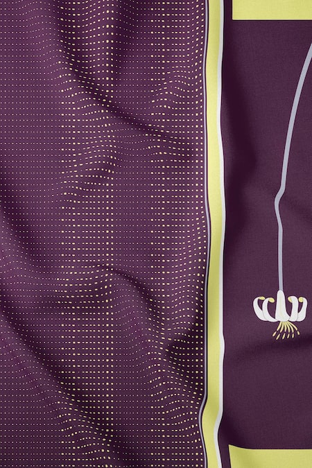 Thee Modern Roots Purple Satin, Georgette Flower Stripe Print Saree With Unstitched Blouse Piece at Aza Fashions Thee Modern Roots_Purple Satin, Georgette Flower Stripe Print Saree With Unstitched Blouse Piece _at_Aza_Fashions