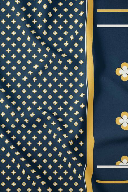 Shop Thee Modern Roots Blue Satin, Georgette Swirling Floral Print Saree With Unstitched Blouse Piece Online at Aza Fashions Shop_Thee Modern Roots_Blue Satin, Georgette Swirling Floral Print Saree With Unstitched Blouse Piece _Online_at_Aza_Fashions