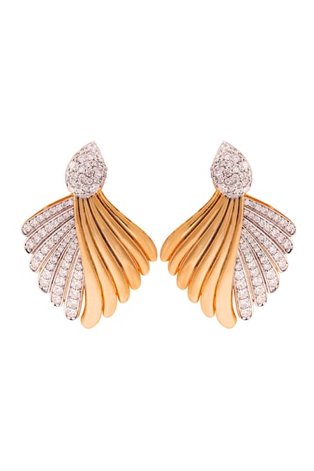 Prata Pluma Glitz Cubic Zirconia Embellished Earrings 