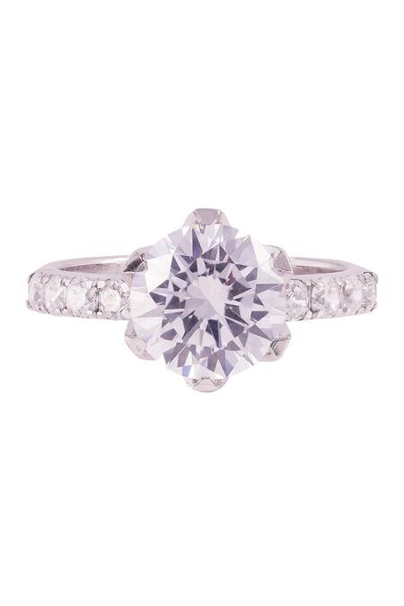 Prata_White Stones Serena Shine Solitaire Ring _Online_at_Aza_Fashions