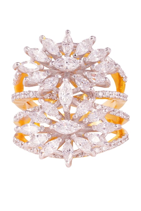 Prata Glitzern Marquise Stone Ring 