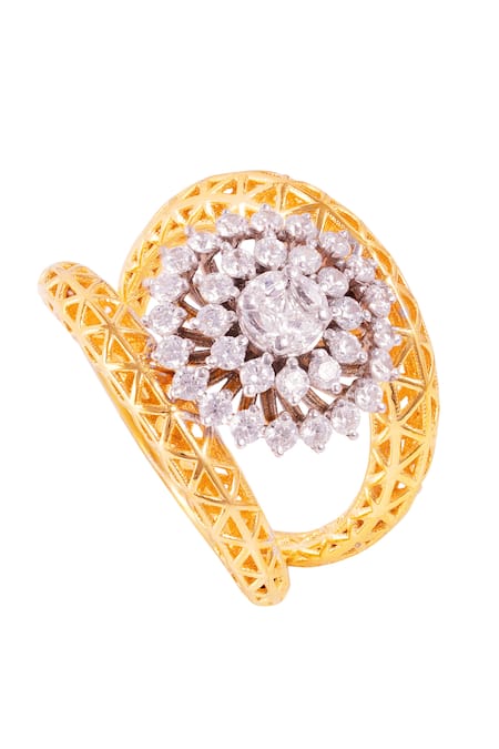 Prata Azalea Floral Stone Set Ring 