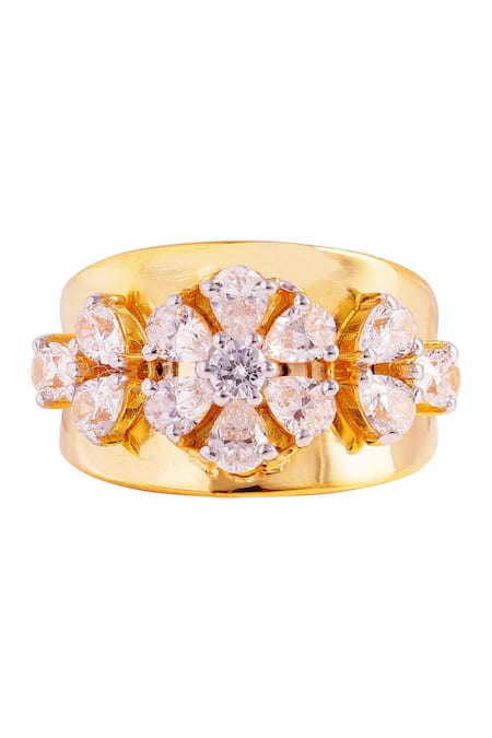 Prata Sunlit Petal Stone Studded Ring 
