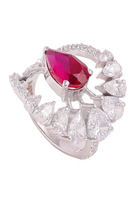 Shop Prata Red Crystals Scarlet Rogue Ring at Aza Fashions Shop_Prata_Red Crystals Scarlet Rogue Ring _at_Aza_Fashions