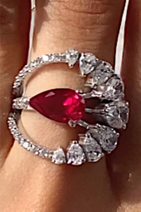 Buy Prata Red Crystals Scarlet Rogue Ring Online at Aza Fashions Buy_Prata_Red Crystals Scarlet Rogue Ring _Online_at_Aza_Fashions