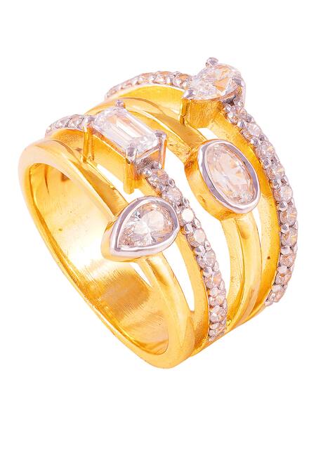 Prata_White Crystals Quartet Sparkle Ring _Online_at_Aza_Fashions