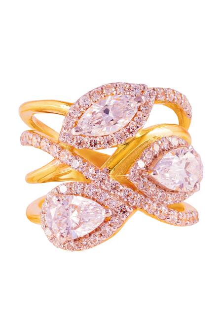 Prata_White Crystals Diamond Vision Ring _Online_at_Aza_Fashions