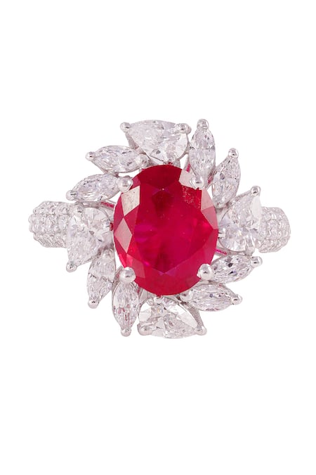 Shop Prata Red Crystals Valente Gem Ring at Aza Fashions Shop_Prata_Red Crystals Valente Gem Ring _at_Aza_Fashions