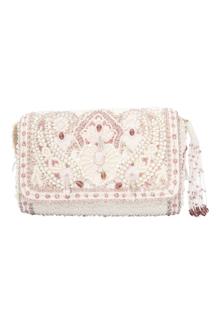 Lovetobag Pearl Embroidered Clutch Bag 