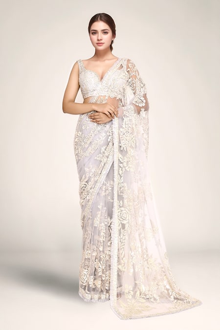 Seema Gujral Net Sequin Saree With Blouse 