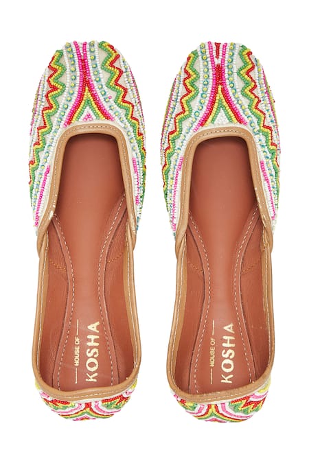 Shop House Of Kosha Multi Color Eva Garden Hand-embroidered Leather Juttis at Aza Fashions Shop_House Of Kosha_Multi Color Eva Garden Hand-embroidered Leather Juttis _at_Aza_Fashions