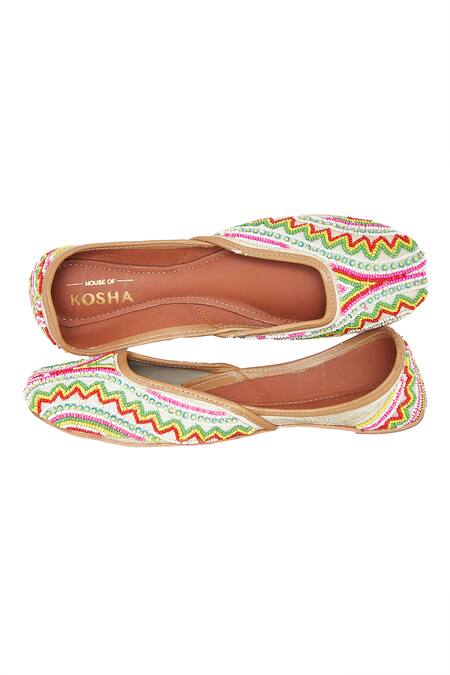 Buy House Of Kosha Multi Color Eva Garden Hand-embroidered Leather Juttis Online at Aza Fashions Buy_House Of Kosha_Multi Color Eva Garden Hand-embroidered Leather Juttis _Online_at_Aza_Fashions