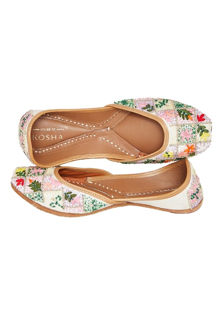 House Of Kosha_Multi Color Beads Gul Bagh Embroidered Juttis _Online_at_Aza_Fashions