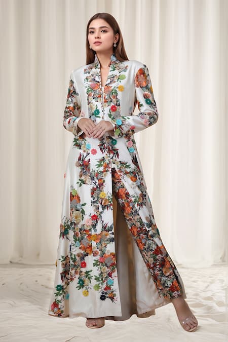 Anamika Khanna Floral Pattern Kalidar Coat & Pant Set 