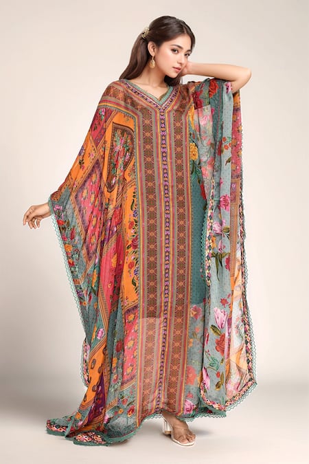 Buy_Torani_Multi Color Floral Tropical Print Kaftan
