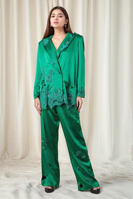 Anamika Khanna Floral Embellished Blazer & Pant Set 