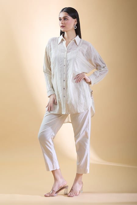 SHRADDHA RAMBHIA Vine Embroidered High-Low Shirt 