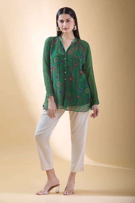 SHRADDHA RAMBHIA Chanderi Floral Print Shirt 