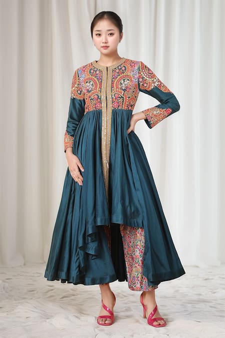 Debyani + Co Embroidered Kalidar Kurta & Pant Set 