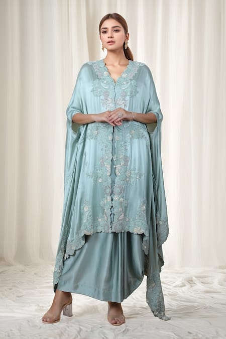 Anamika Khanna Paisley Embroidered Kaftan & Draped Skirt Set 