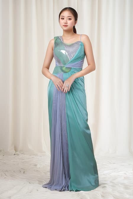 Amit Aggarwal Applique Embroidered Maxi Dress 