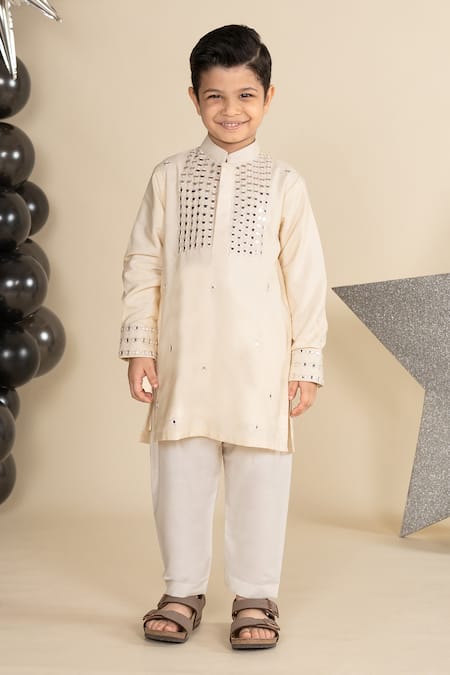 Little Boys Closet Mirror Embroidered Kurta Set 