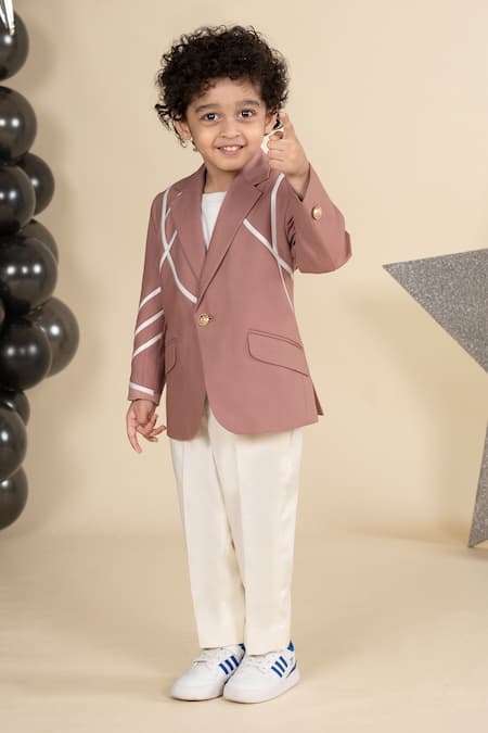 LITTLE BOYS CLOSET Stripe Pattern Blazer & Pant Set 