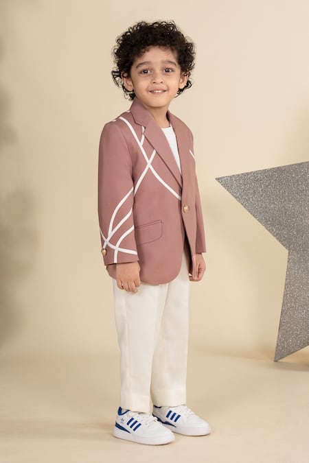 Little Boys Closet Pink Satin Stripe Pattern Blazer And Pant Set Online at Aza Fashions Little Boys Closet_Pink Satin Stripe Pattern Blazer And Pant Set _Online_at_Aza_Fashions