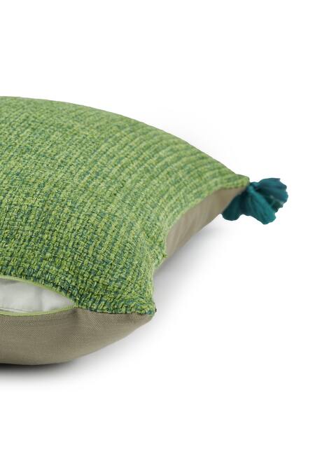 Buy_Onset Homes_Green Front 51% Linen, 49% Ananya Rectangle Shaped Cushion Cover - Set Of 2_Online_at_Aza_Fashions
