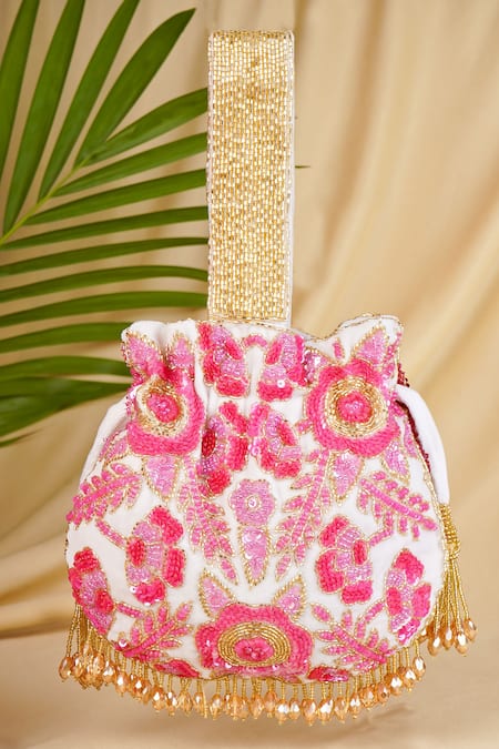 A Clutch Story Rosy Dream Floral Embroidered Potli 