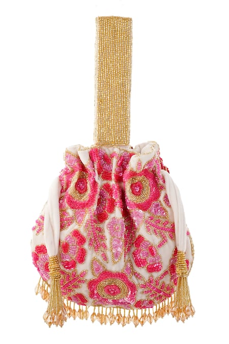 A Clutch Story Rosy Dream Floral Embroidered Potli 