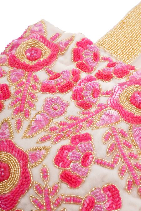 A Clutch Story Pink Cut Work, Sequins, Beads Rosy Dream Floral Embroidered Potli at Aza Fashions A Clutch Story_Pink Cut Work, Sequins, Beads Rosy Dream Floral Embroidered Potli _at_Aza_Fashions