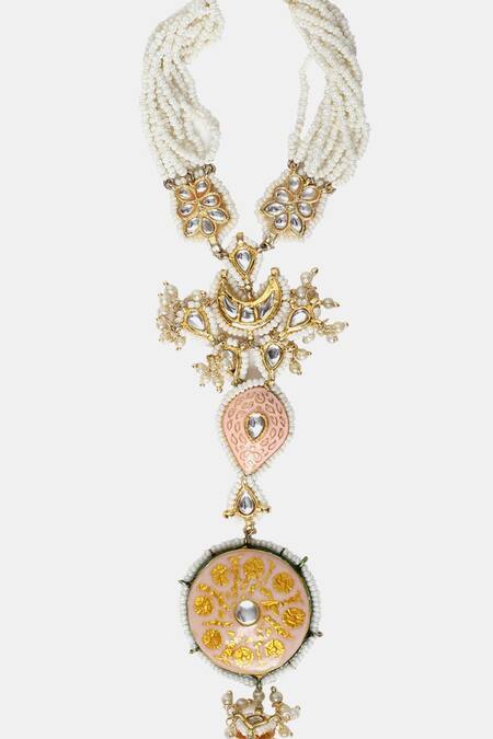 Buy_Dugran By Dugristyle_Multi Color Pearls, Stones, Gota Patti Gul E Rang Kundan Embellished Hathphool _Online_at_Aza_Fashions