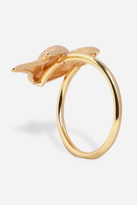 Shop_Dugran By Dugristyle_Gold Plated Shahi Bird Shaped Ring _Online_at_Aza_Fashions