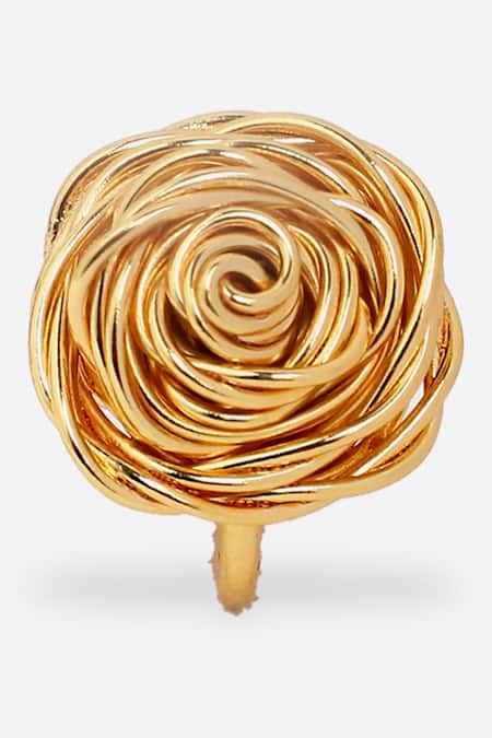 Dugran By Dugristyle_Gold Plated Noor Rose Shaped Ring_Online_at_Aza_Fashions