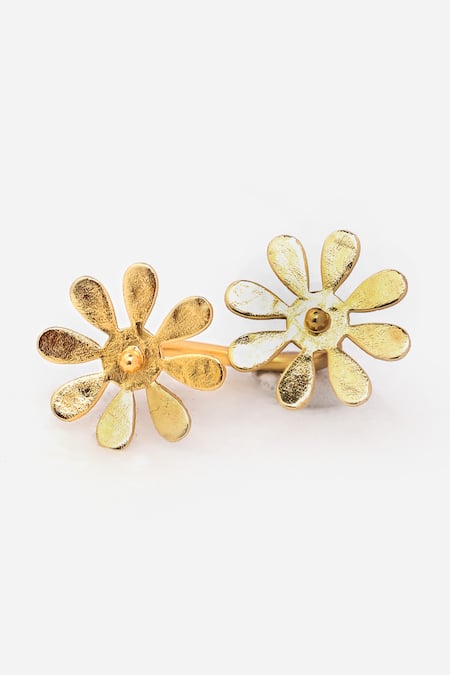 Buy_Dugran By Dugristyle_Gold Plated Mashalla Floral Shaped Ring _Online_at_Aza_Fashions