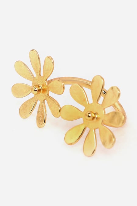Shop_Dugran By Dugristyle_Gold Plated Mashalla Floral Shaped Ring _Online_at_Aza_Fashions