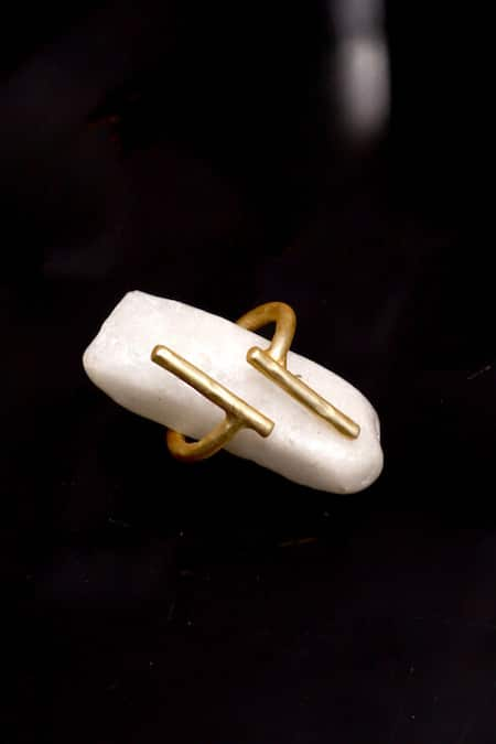 Dugran By Dugristyle Gold Plated Badal Abstract Shaped Ring 