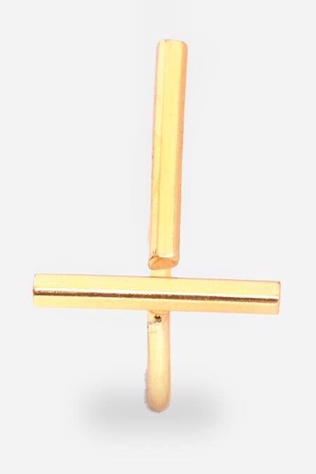 Dugran By Dugristyle Gold Plated Jadoo Stripe Carved Ring at Aza Fashions Dugran By Dugristyle_Gold Plated Jadoo Stripe Carved Ring _at_Aza_Fashions