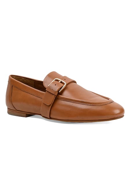 Vanilla Moon Brown Plain Colleen Buckle Flats 