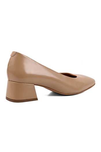Buy_Vanilla Moon_Beige Frances Leather Flared Heel Pumps_Online_at_Aza_Fashions