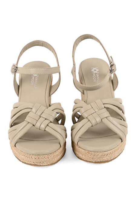 Vanilla Moon_Grey Nyela Knotted Strappy Wedges_at_Aza_Fashions
