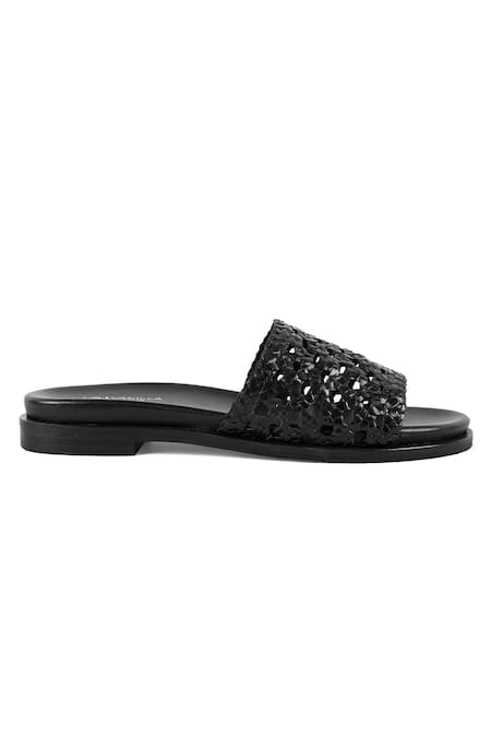 Vanilla Moon_Black Sian Basket Woven Flats_Online_at_Aza_Fashions