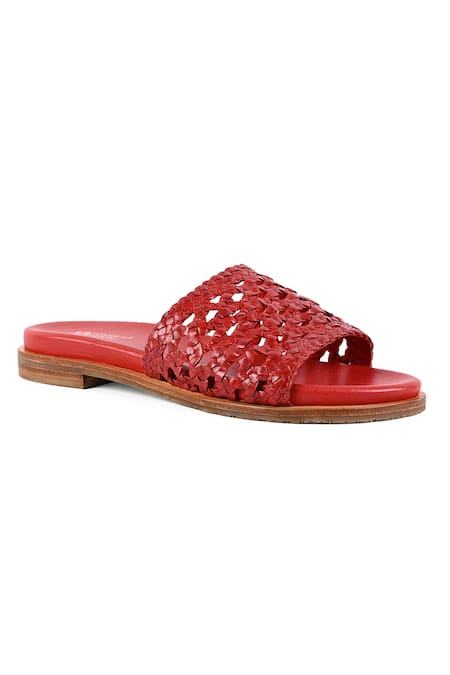 Vanilla Moon Red Sian Braided Woven Strap Flats 