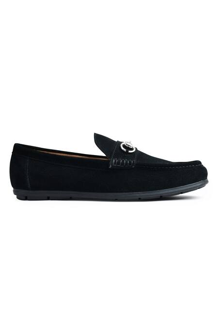 Wednesday Lifestyle_Black Embellished Steve Suede Leather Moccasin _Online_at_Aza_Fashions