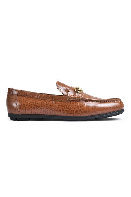Wednesday Lifestyle_Brown Embellished Steve Textured Moccasin _Online_at_Aza_Fashions
