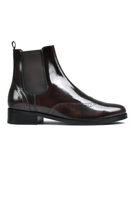Wednesday Lifestyle_Brown Textured Wade Leather Chelsea Boots _Online_at_Aza_Fashions