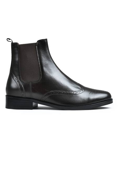 Wednesday Lifestyle_Brown Textured Wade Leather Chelsea Boots _Online_at_Aza_Fashions